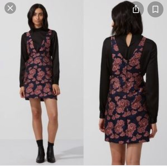 Frank & Oak Dresses & Skirts - Frank & Oak floral brocade jacquard pinafore dress